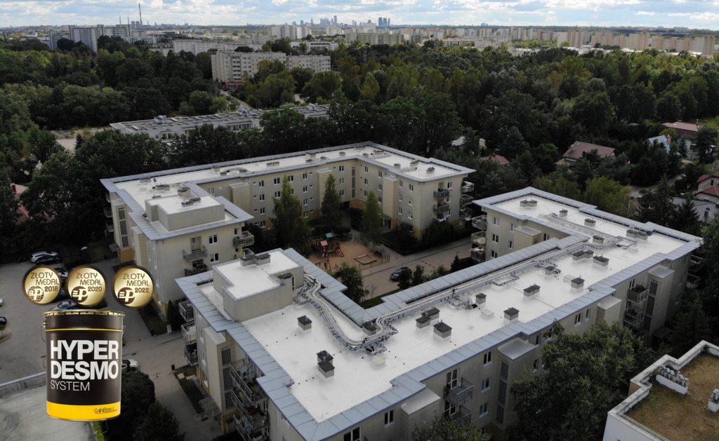 Warszawa ul. Majolikowa - renowacja dachu papowego w systemie Hyperdesmo